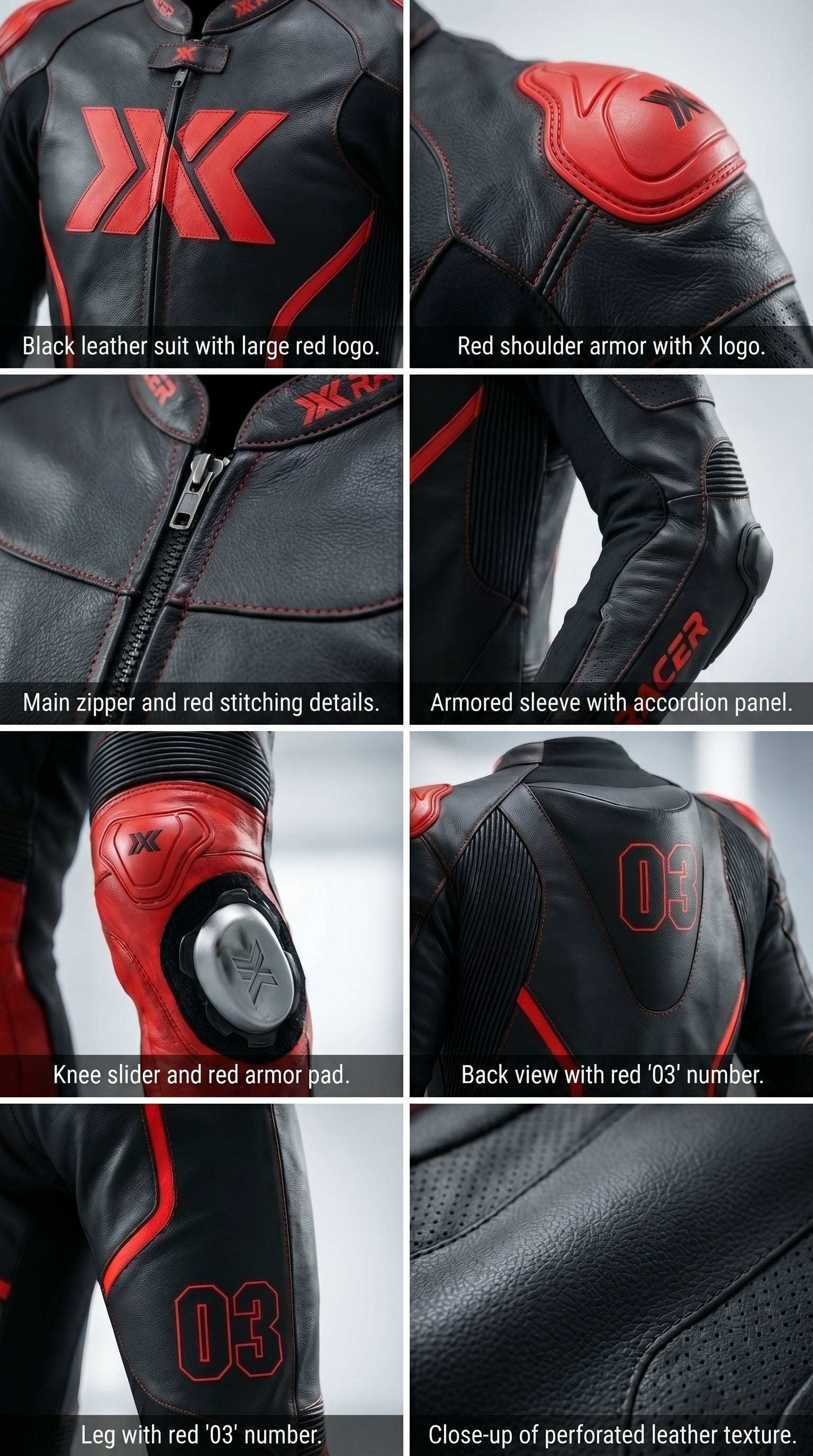 Black and Red X3 Motobike Racing Suit