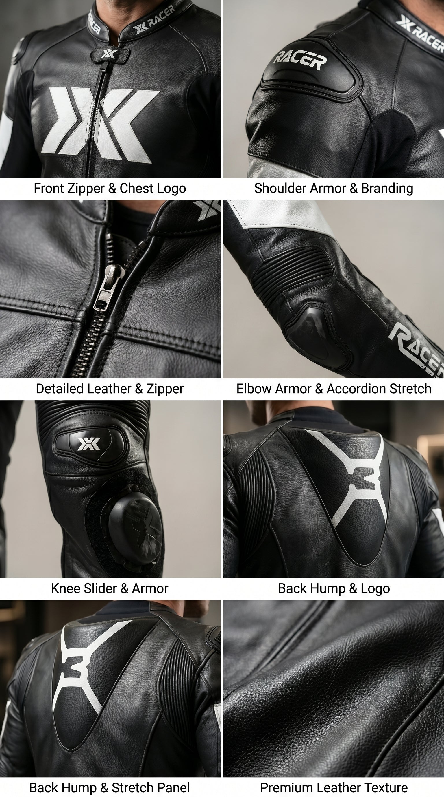 Black, Grey and White X3 Motobike Racing Suit