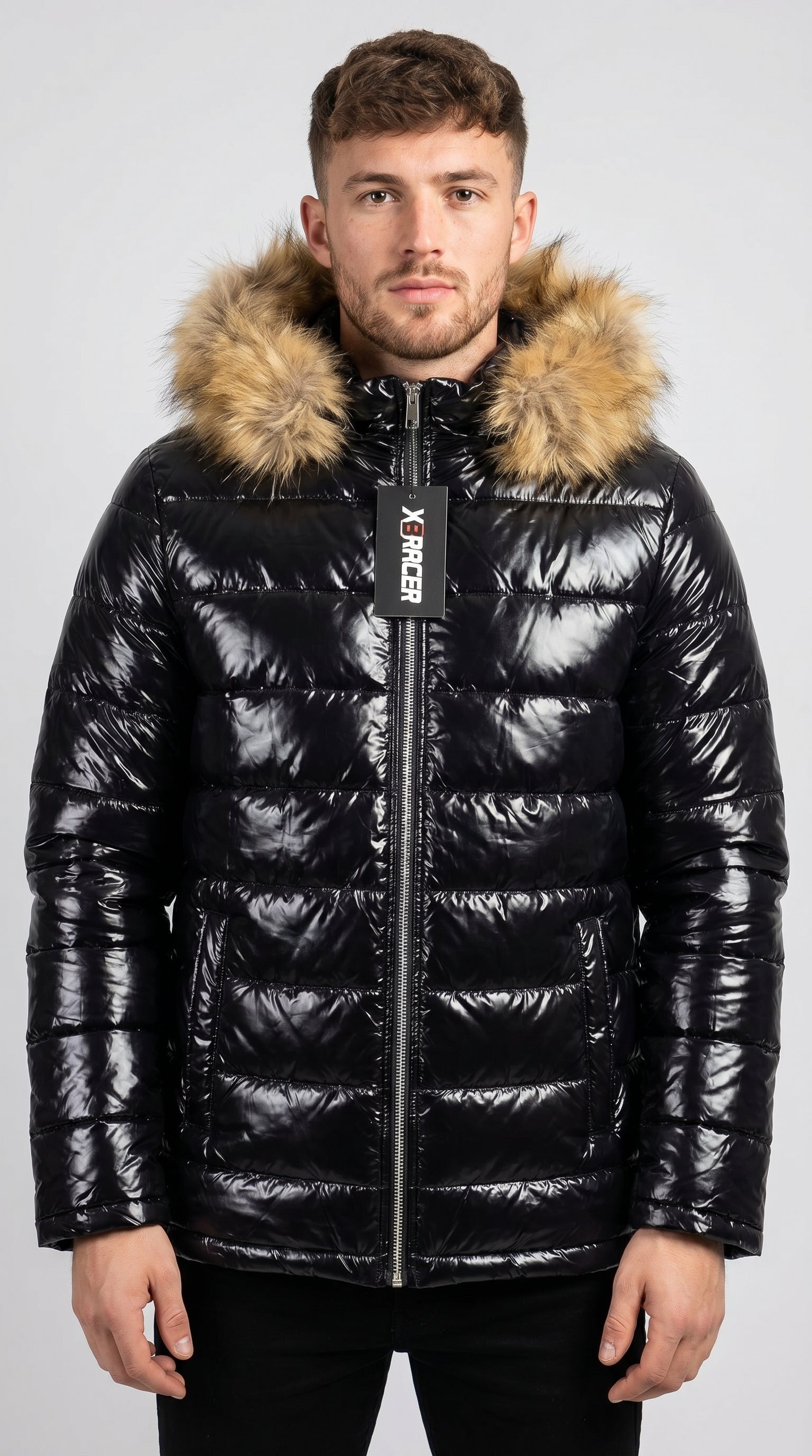 Shiny Black Puffer Jacket for Men and Women