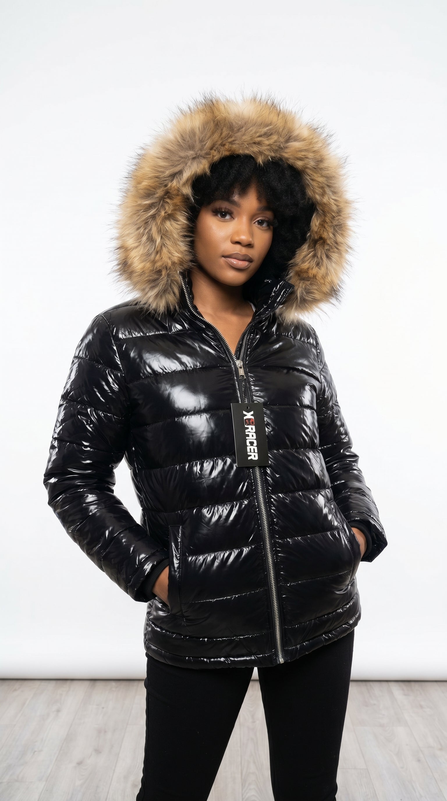Shiny Black Puffer Jacket for Men and Women