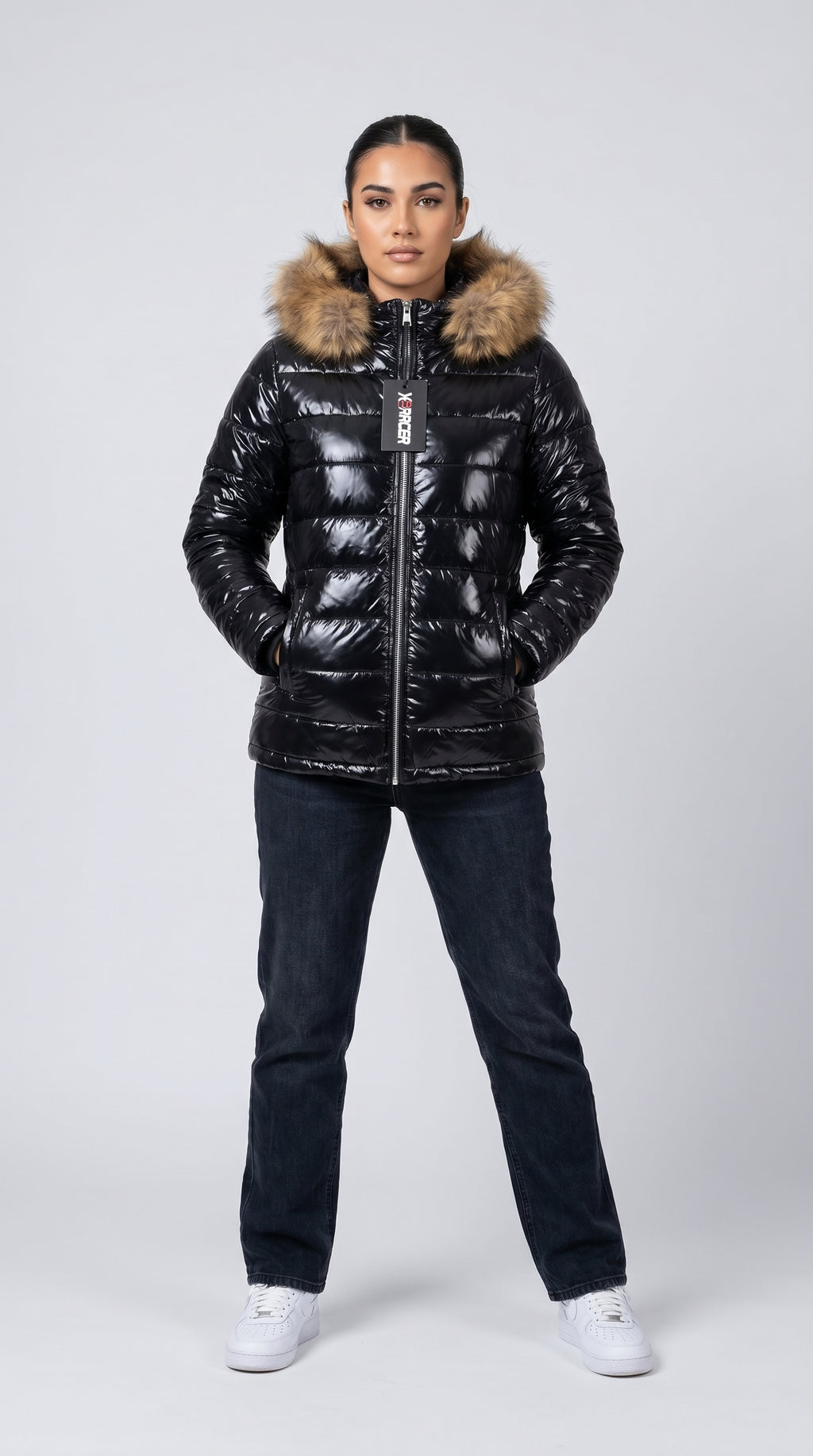 Shiny Black Puffer Jacket for Men and Women