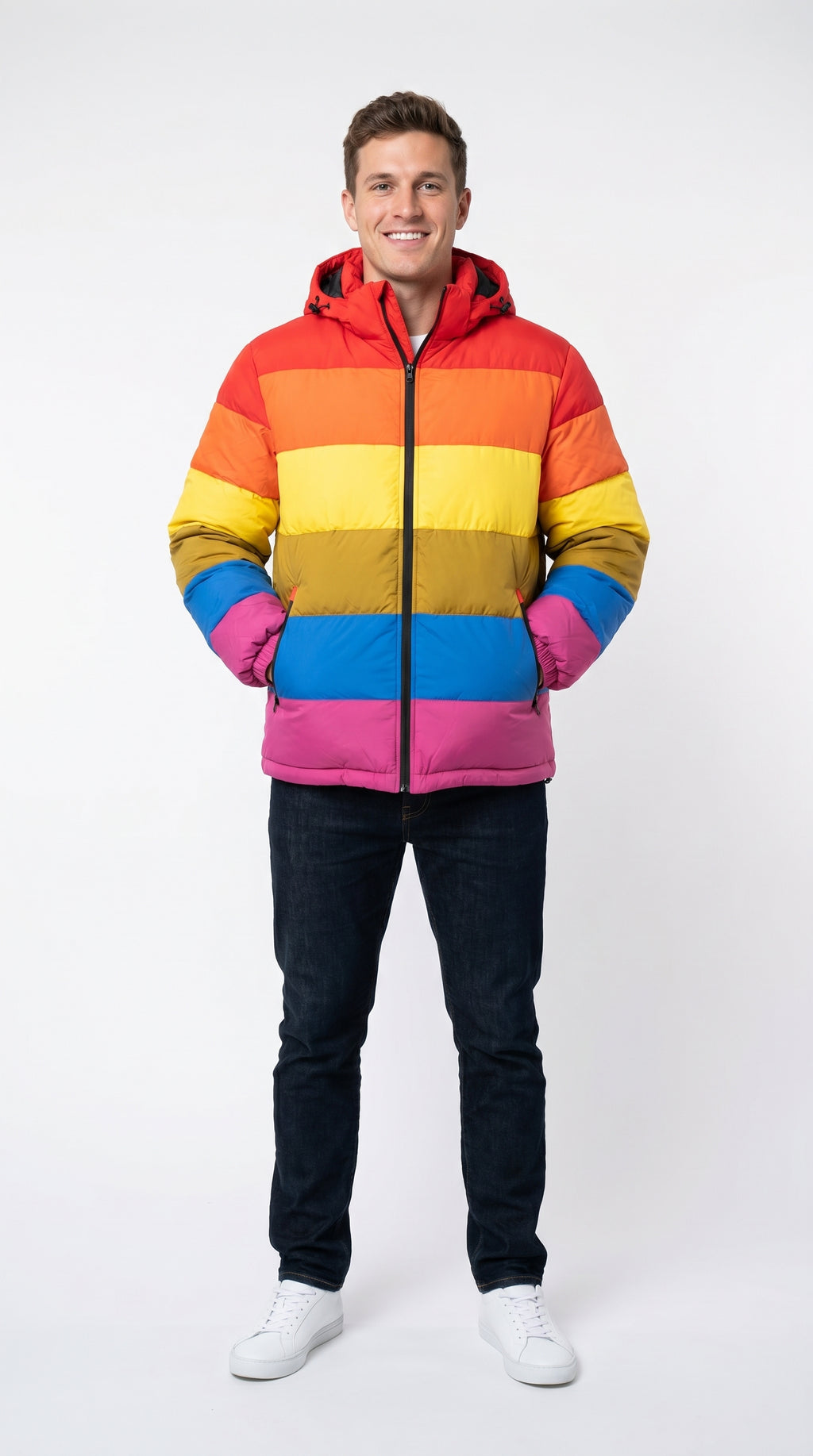 Rainbow Puffer Jacket for Men and Women