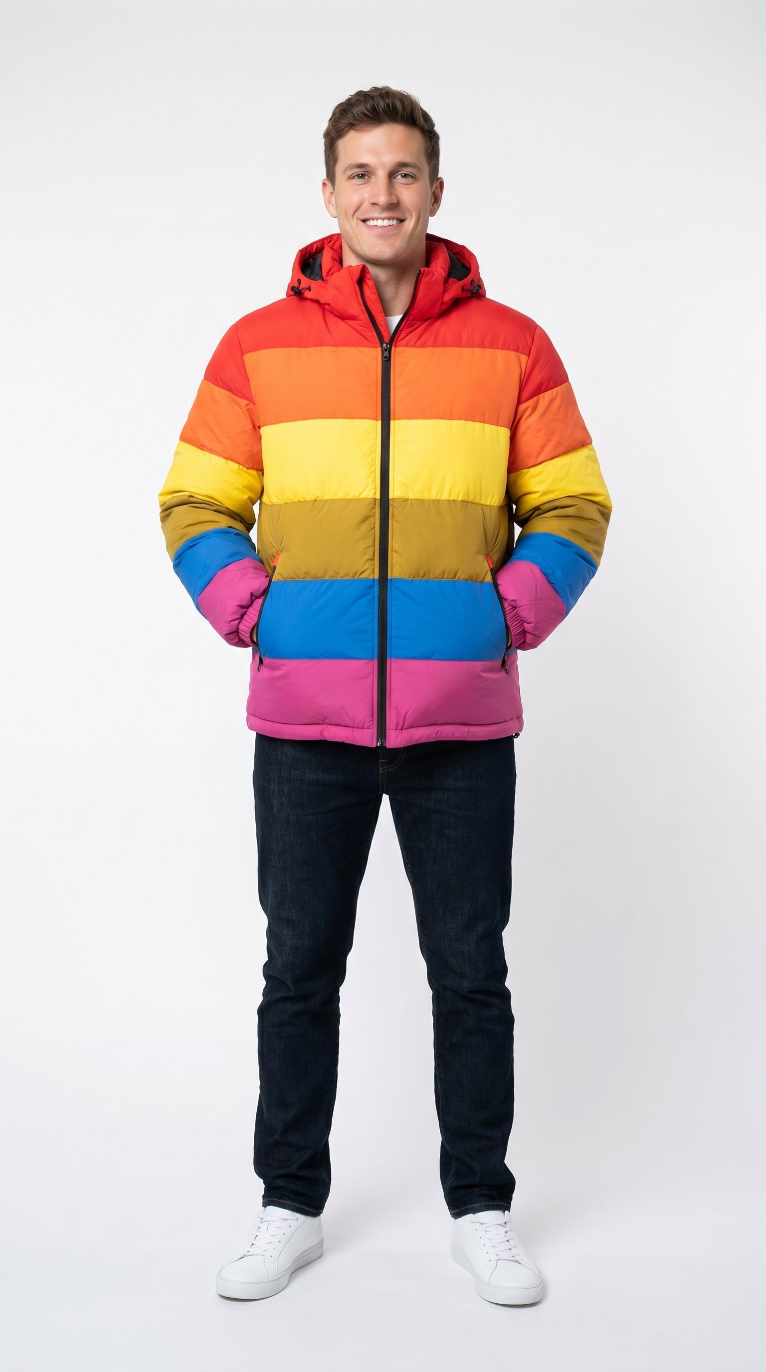 Rainbow Puffer Jacket for Men and Women