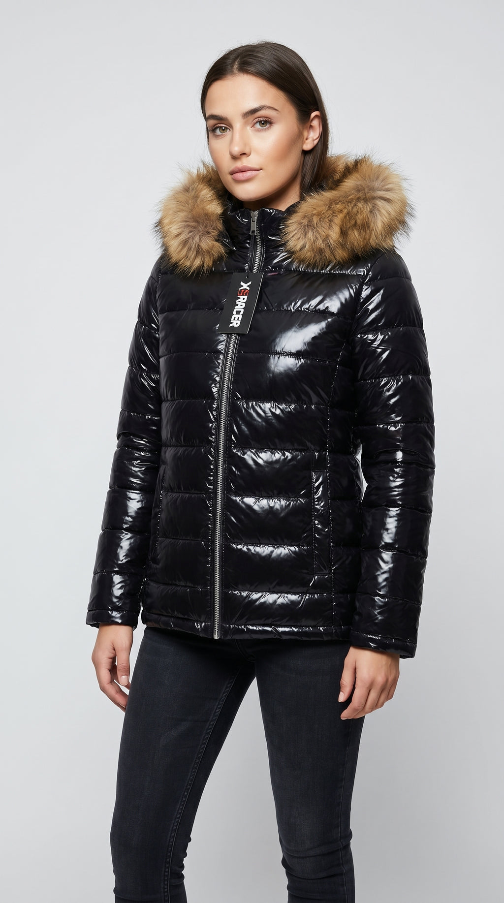 Shiny Black Puffer Jacket for Men and Women