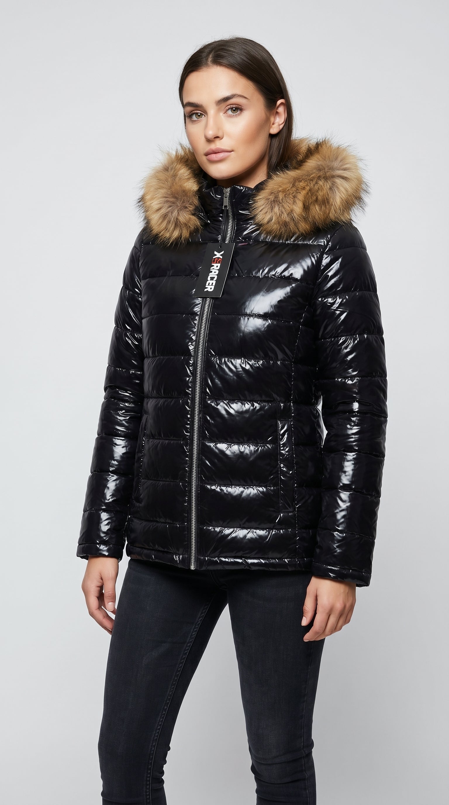 Shiny Black Puffer Jacket for Men and Women