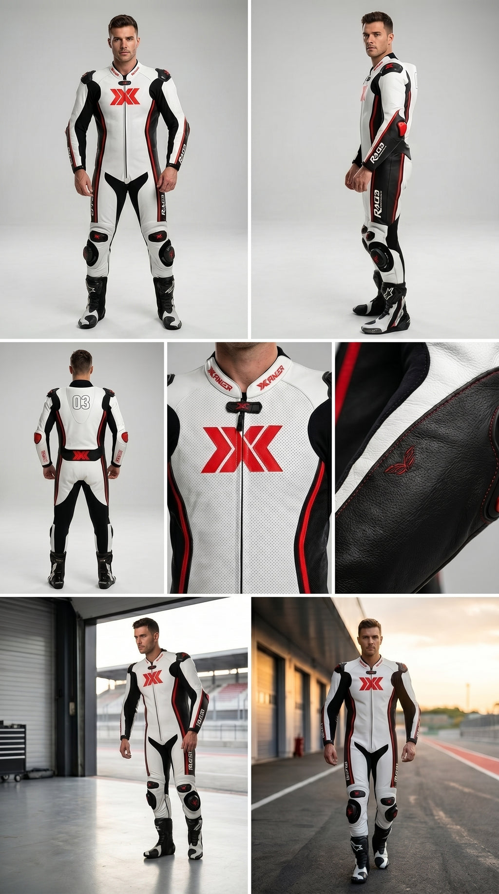 White and Black X3 Motobike Racing Suit