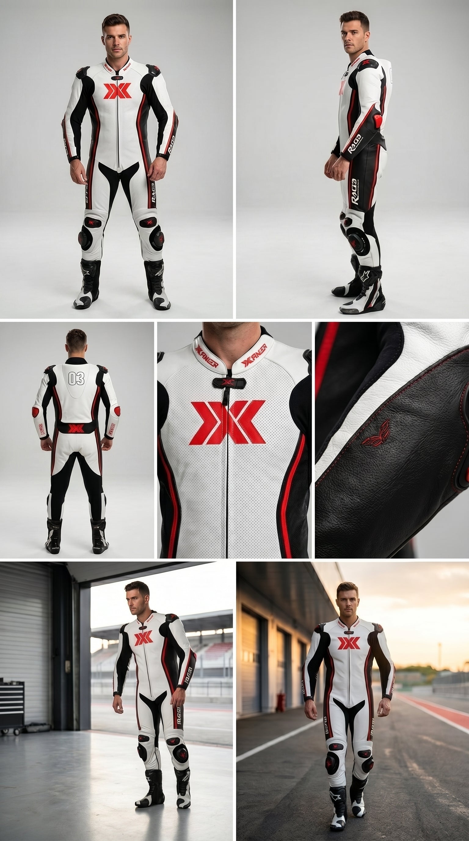 White and Black X3 Motobike Racing Suit