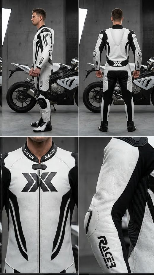 Black and White X3 Motobike Racing Suit